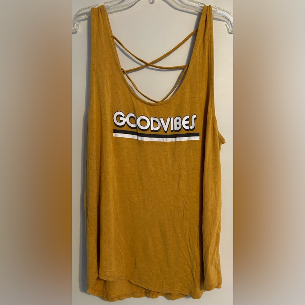 Good Vibes Mustard Yellow Tank Top Streetwear Society size XL
